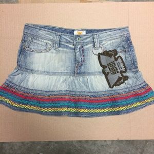 ANTIK DENIM Denim Mini Skirt NWT boho flirty hem *Festival*